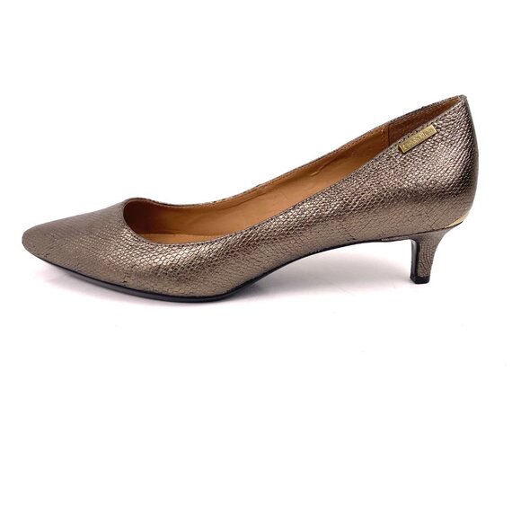 Calvin Klein Gabrianna Women’s Heels Metallic Bronze Leather Pumps Size 8.5 - Picture 6 of 13